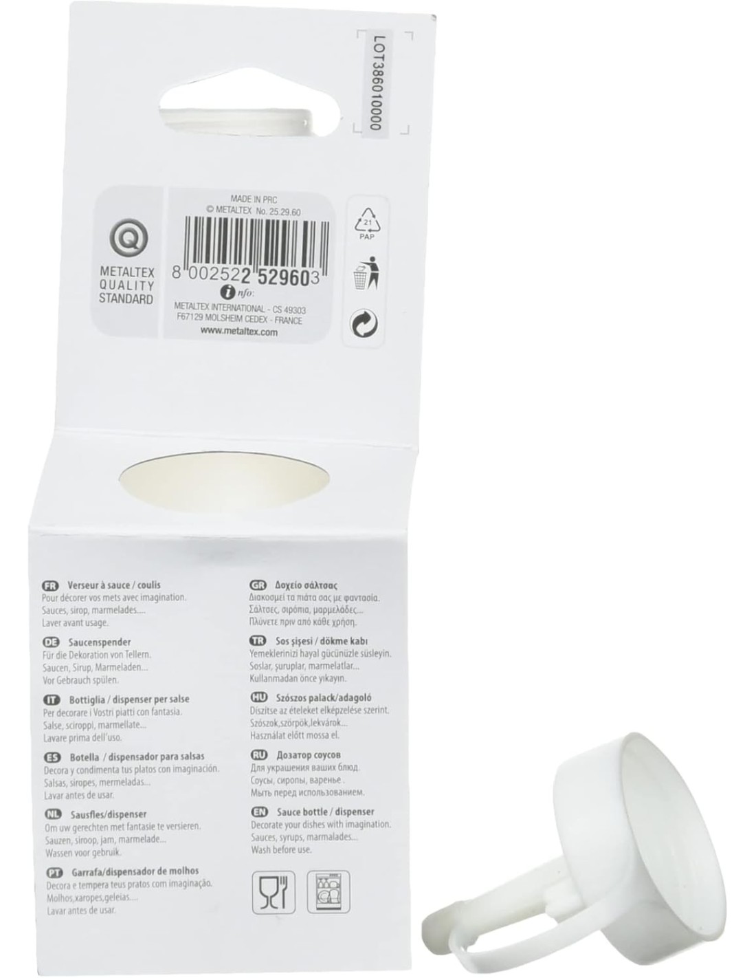 Shopincasa.it | Metaltex Bottiglia in Plastica per Salsa 375 ml, Bianco