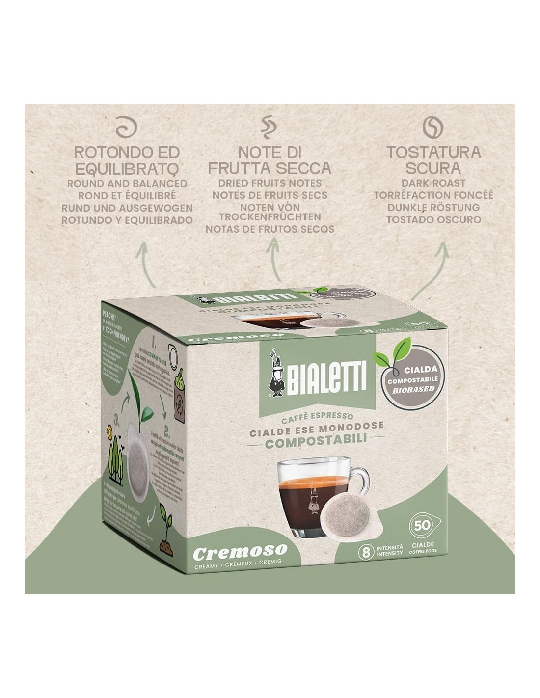 Shopincasa.it | Bialetti Cialde Monodose Cremoso - 50 Pezzi