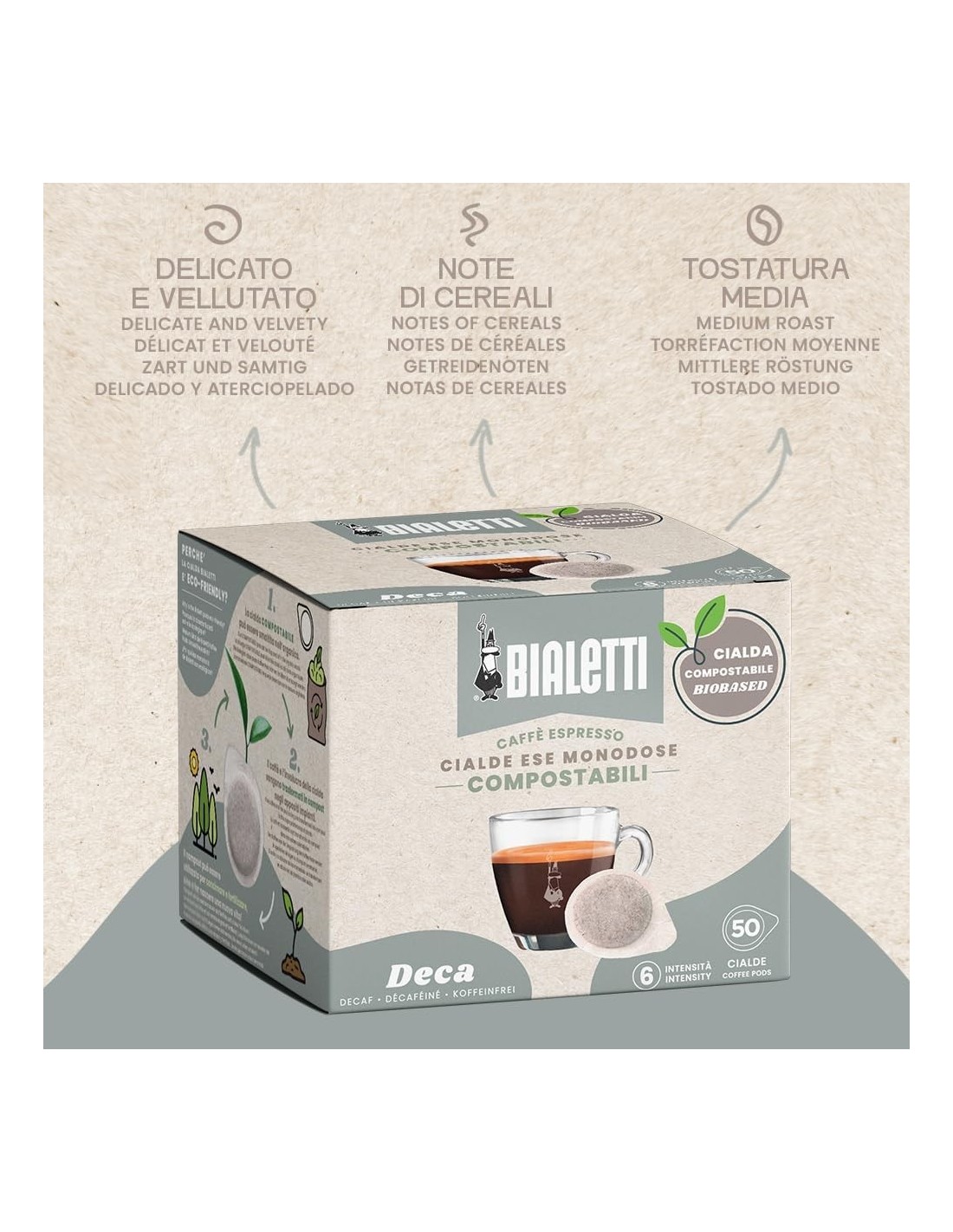 Shopincasa.it | Bialetti Cialde Monodose Decaffeinato - 50 Pezzi