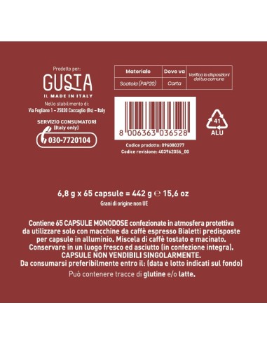 Shopincasa.it | Gusta Capsule Compatibili Bialetti Gusto Intenso – 65 Pezzi
