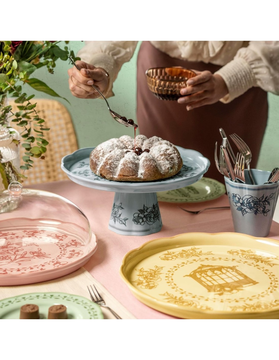 TAVOLA E CUCINA: vendita online Guzzini, vassoio tondo piccolo in melamina Josephine table decor rosa polvere, lavabile in la...