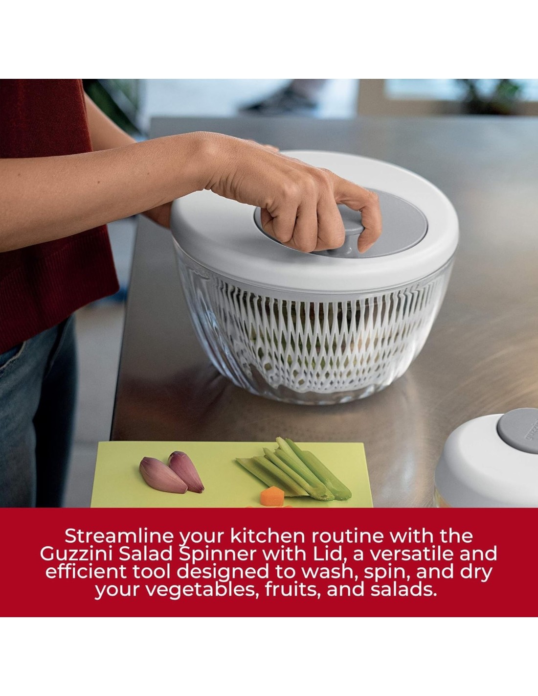 TAVOLA E CUCINA: vendita online Guzzini centrifuga insalata Spin&Store Kitchen Active Design bianca Ø26 cm in offerta