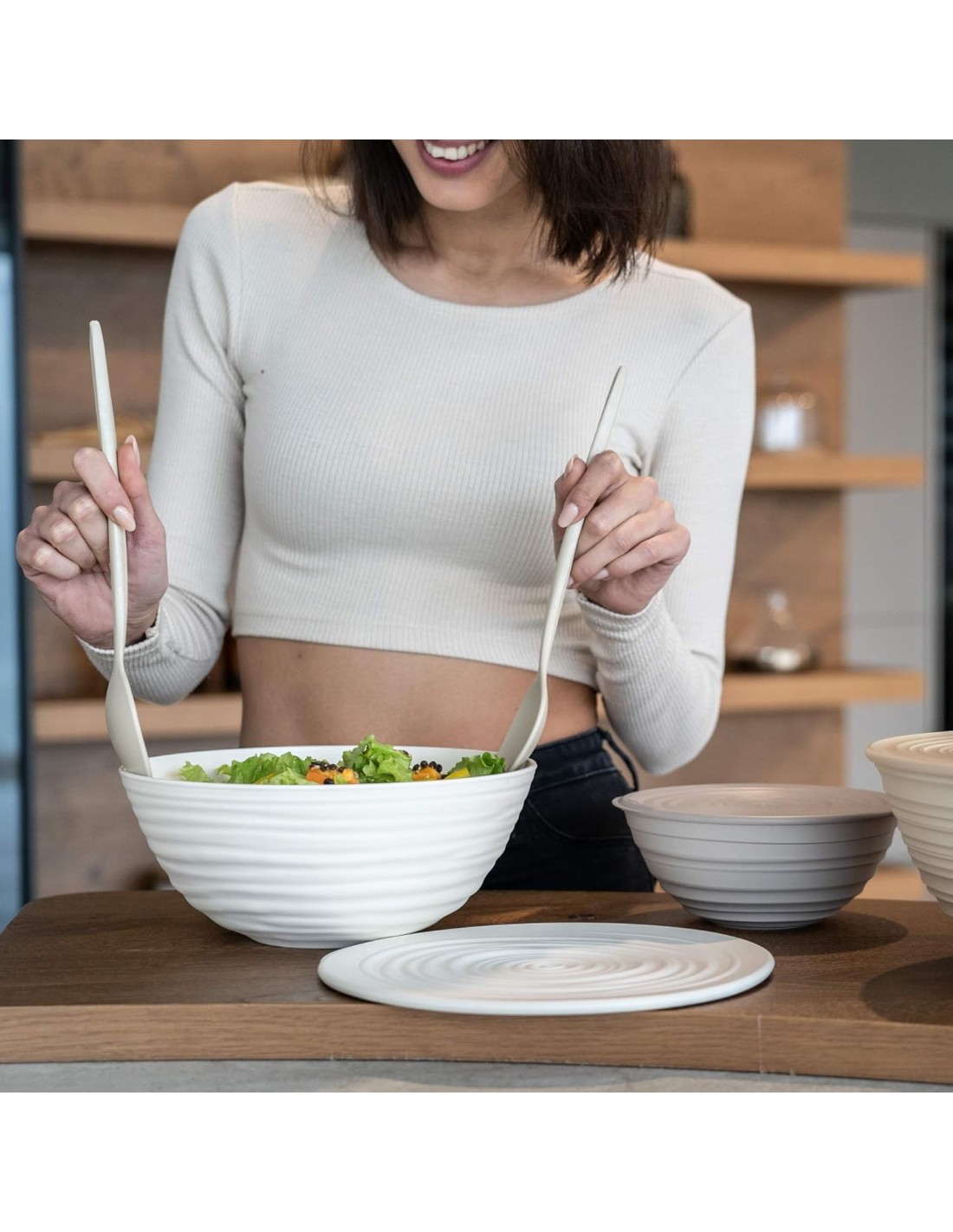 TAVOLA E CUCINA: vendita online Guzzini Tierra contenitore L con coperchio in plastica riciclata bianco latte Ø25 cm 3100 cc ...