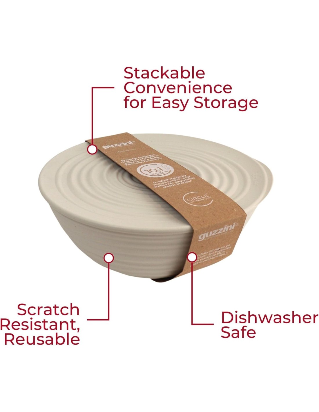 TAVOLA E CUCINA: vendita online Guzzini Tierra contenitore XL con coperchio in plastica riciclata bianco latte Ø30 cm 5000 cc...