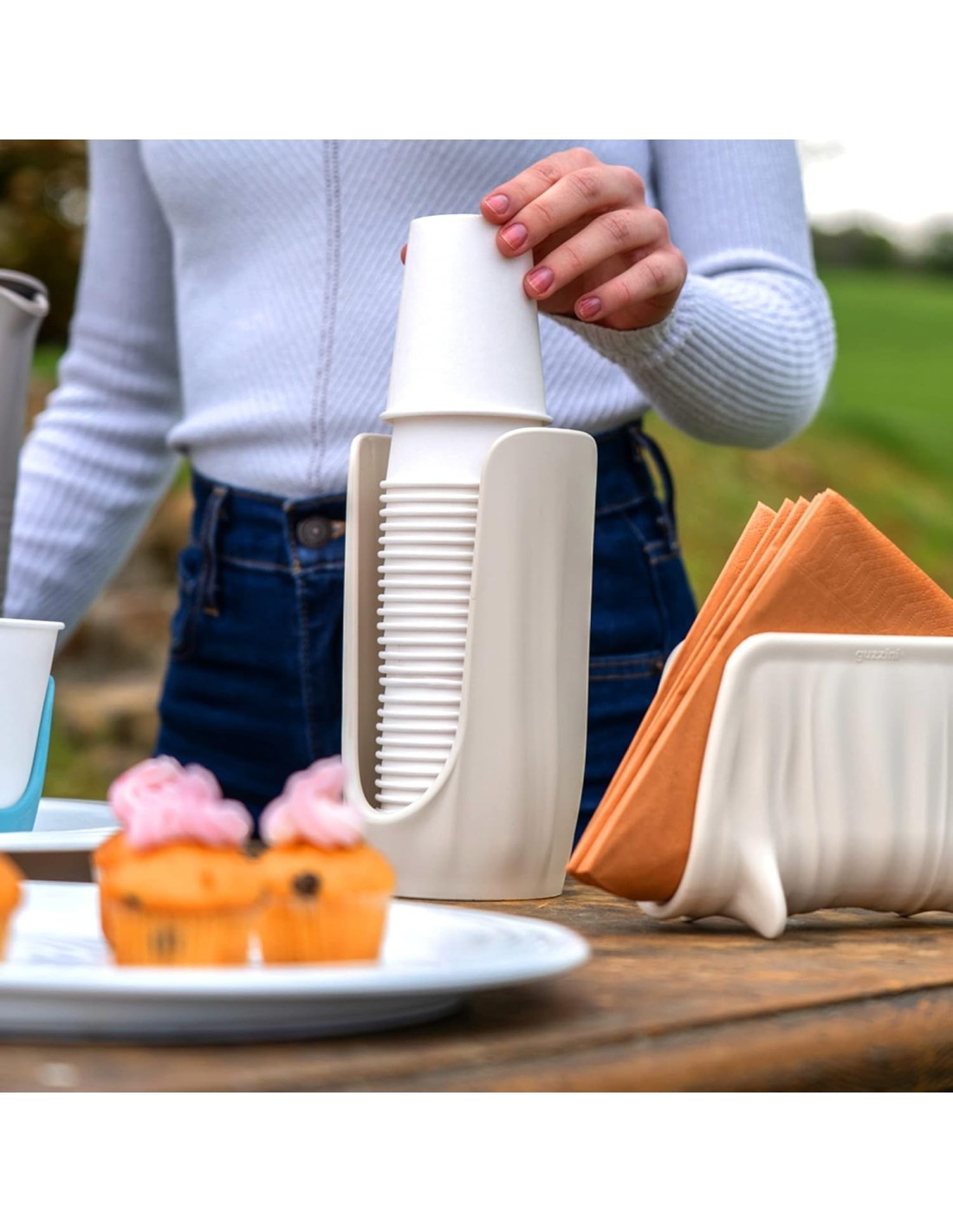 TAVOLA E CUCINA: vendita online Guzzini, Tierra, Portabicchieri, Plastica Riciclata, Bianco Latte, ø9,5xh18,5 cm in offerta