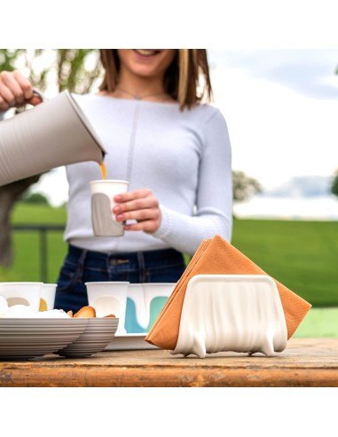 TAVOLA E CUCINA: vendita online Guzzini, Tierra, Portatovaglioli, Plastica Riciclata, Bianco Latte, 16x8xh11 cm in offerta