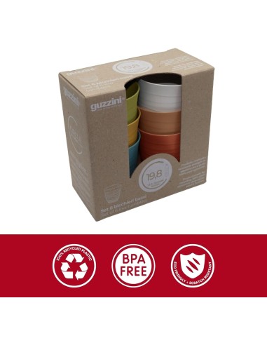 TAVOLA E CUCINA: vendita online Guzzini, Set 6 Bicchieri Bassi, Tierra, Colori Vari, Plastica Riciclata, ø9xh9,5 cm, 350 cc A...