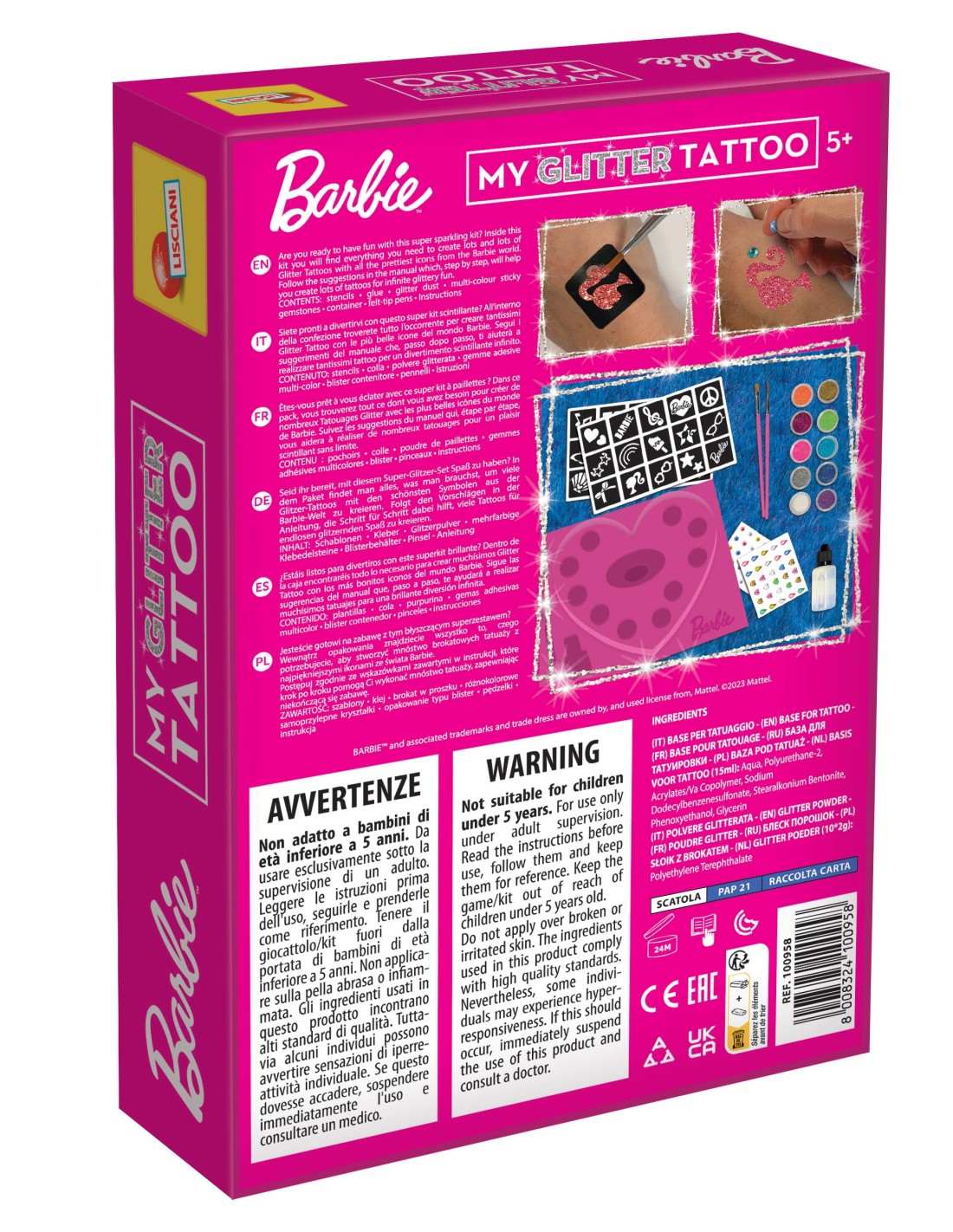 Barbie My Glitter Tattoo kit creativo | shopincasa.it