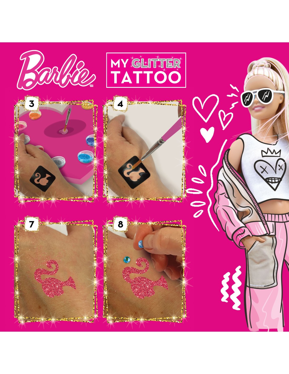 Barbie My Glitter Tattoo kit creativo | shopincasa.it