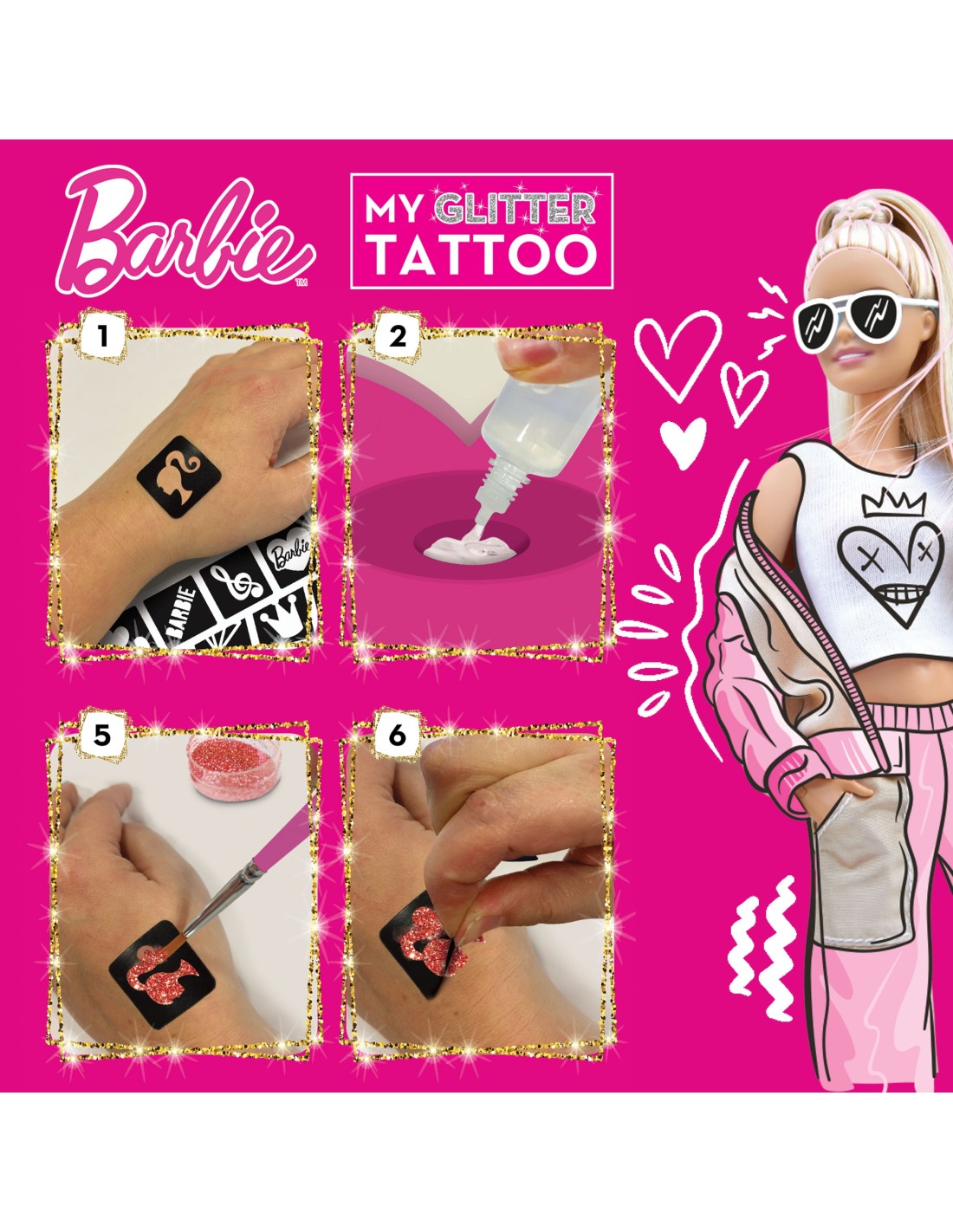 Barbie My Glitter Tattoo kit creativo | shopincasa.it