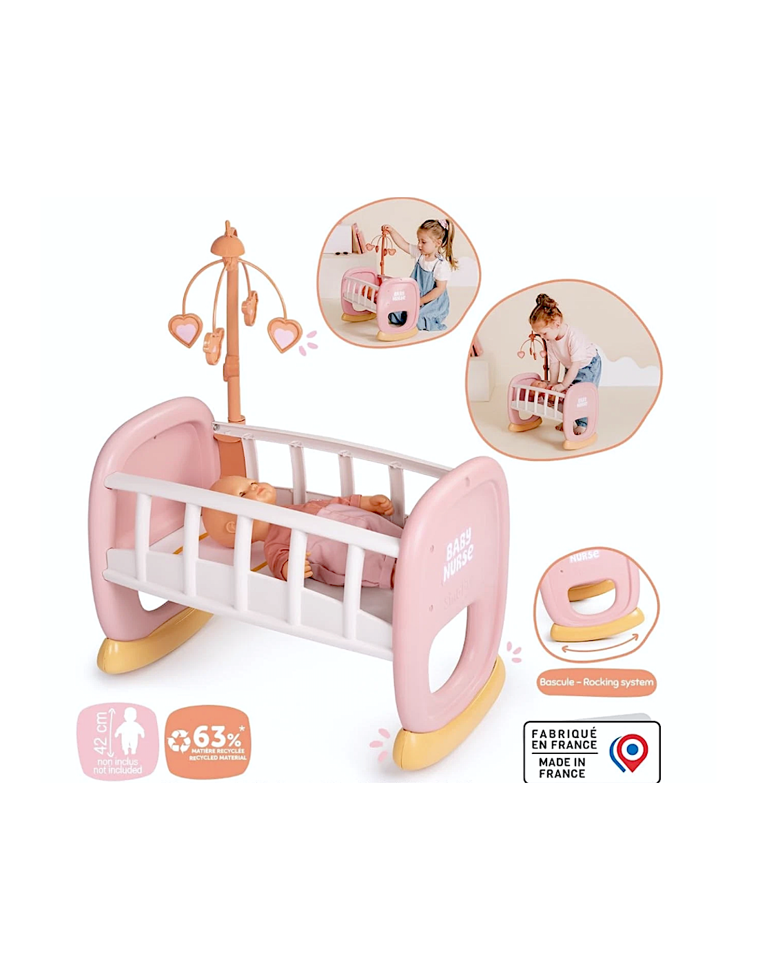 Smoby Baby Nurse Culla per Neonati Giocattolo Bambini 18+ Mesi | Shop in Casa