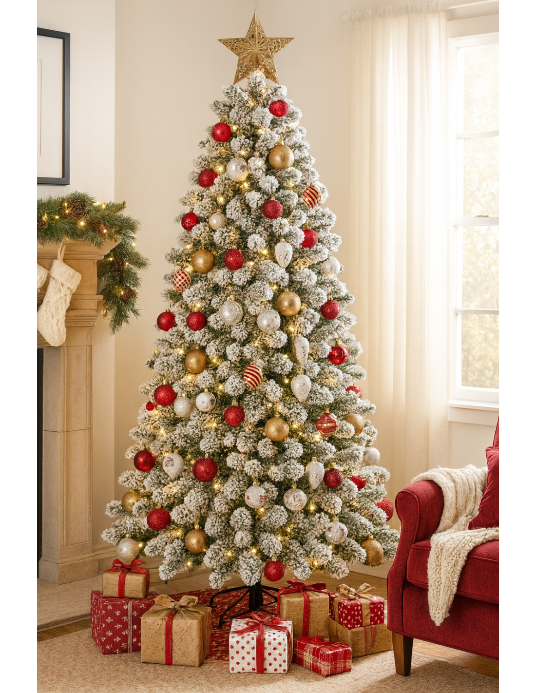 ALBERI E BASI DI NATALE: vendita online Albero di Natale "Kenya" altezza 150cm diametro 69 cm floccato con 338 rami in Metall...