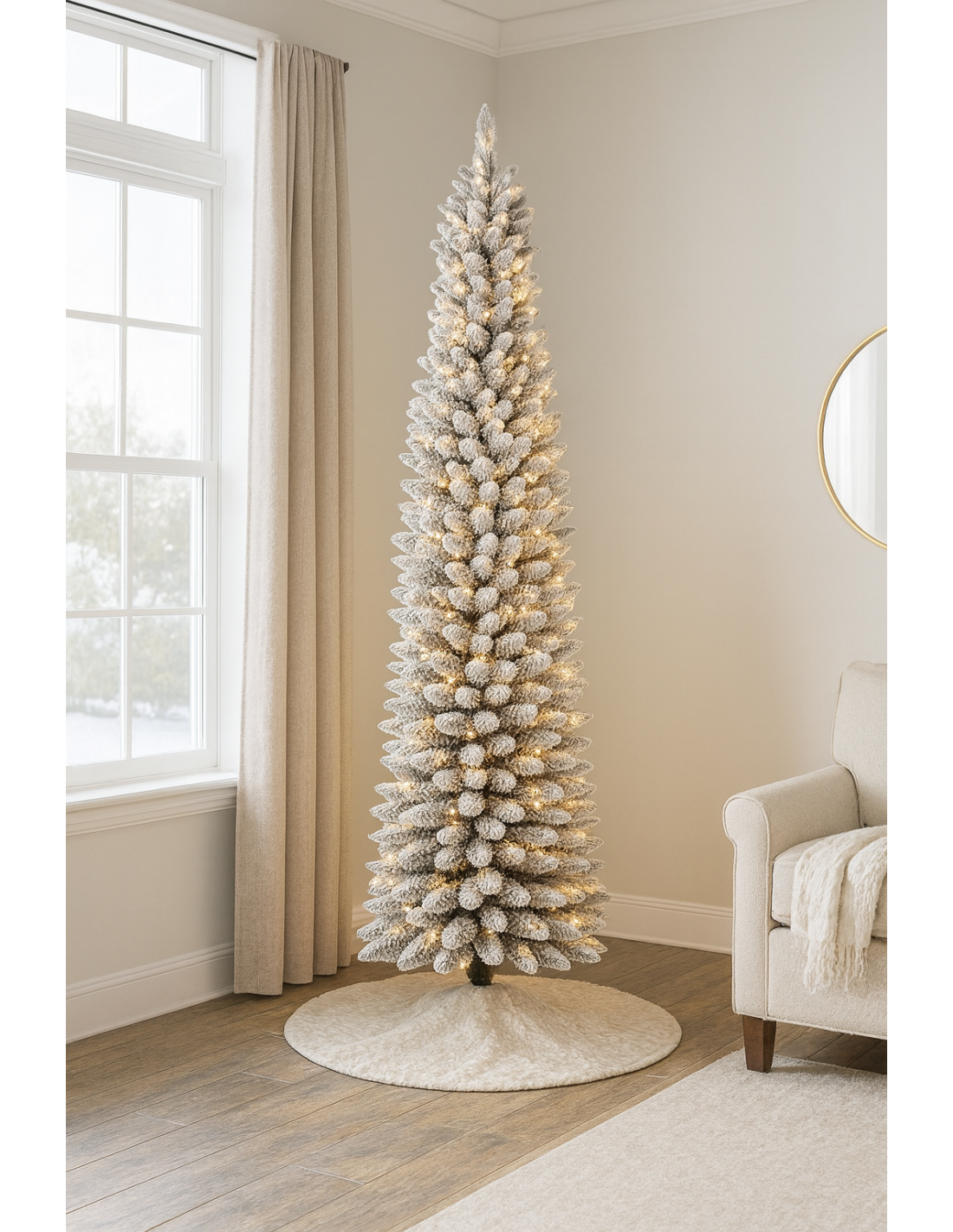 ALBERI E BASI DI NATALE: vendita online Albero Silvestre floccato, 210 cm altezza e 60 cm diametro, 350 LED bianco caldo, gio...