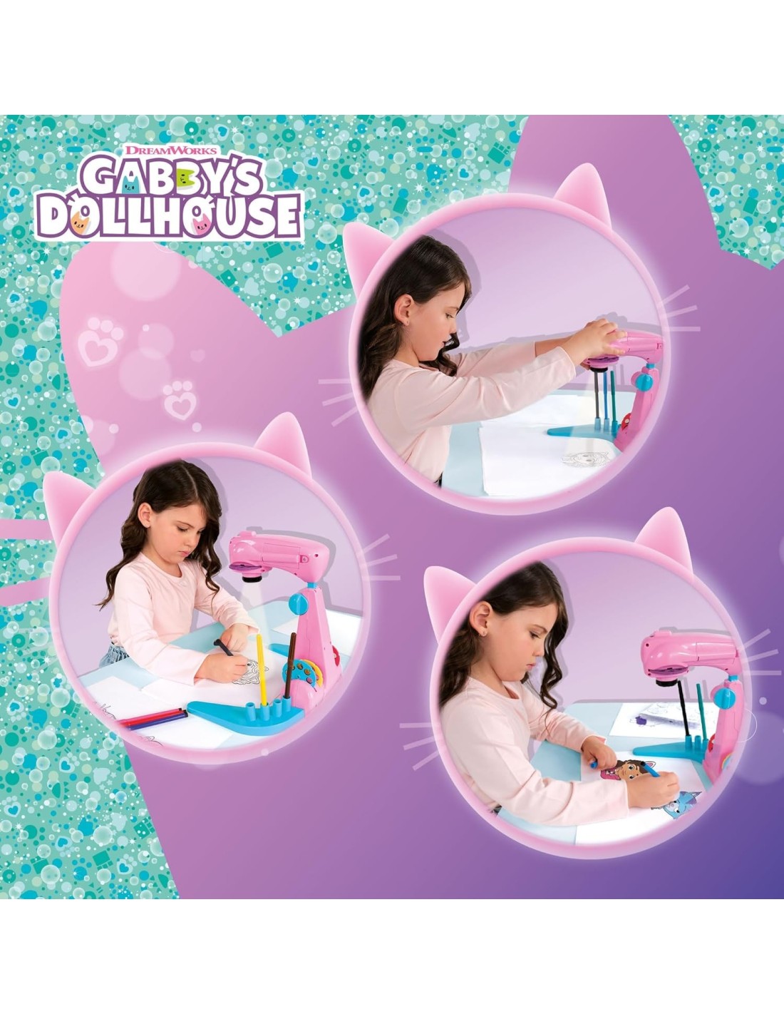 GIOCATTOLO PUBBLICIZZATO: vendita online GABBY’S DOLLHOUSE, PROJECTOR DRAWING SCHOOL, 44X31X8 CM, KIT DISEGNO, PROIETTORE LED...