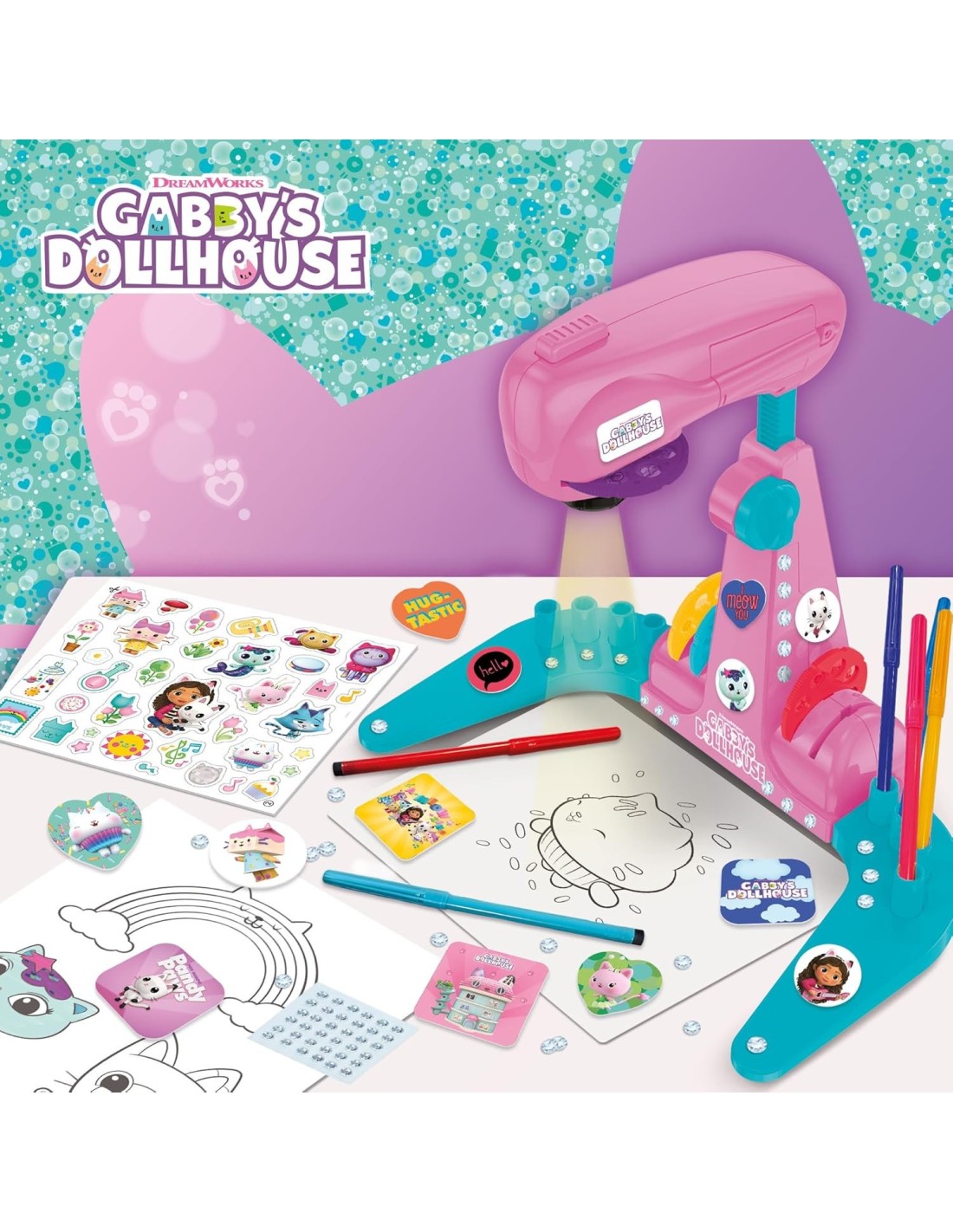 GIOCATTOLO PUBBLICIZZATO: vendita online GABBY’S DOLLHOUSE, PROJECTOR DRAWING SCHOOL, 44X31X8 CM, KIT DISEGNO, PROIETTORE LED...