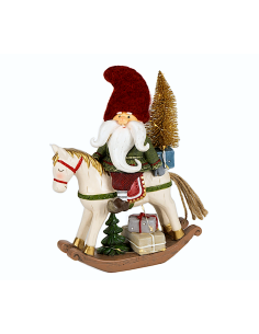 OGGETTISTICA NATALE: vendita online Cavallo a Dondolo di Natale con Gnomo Resina 19x10x26cm, Decorazioni Natalizie, Addobbi, ...