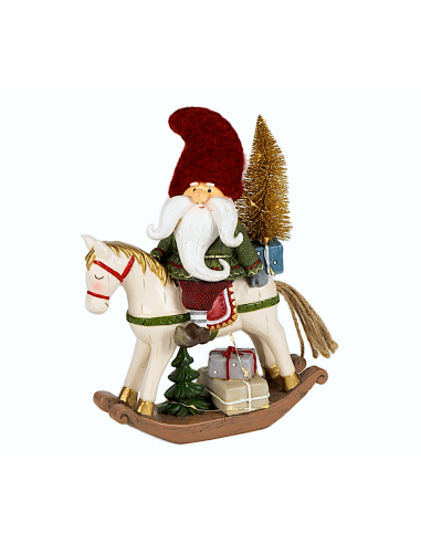 OGGETTISTICA NATALE: vendita online Cavallo a Dondolo di Natale con Gnomo Resina 19x10x26cm, Decorazioni Natalizie, Addobbi, ...