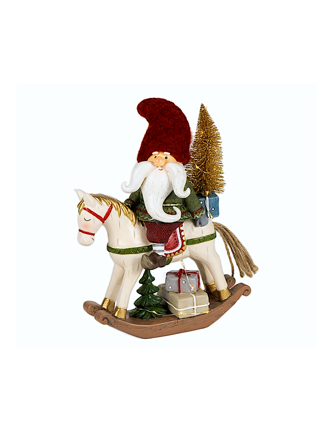 OGGETTISTICA NATALE: vendita online Cavallo a Dondolo di Natale con Gnomo Resina 19x10x26cm, Decorazioni Natalizie, Addobbi, ...