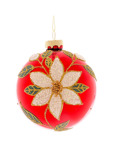 SFERE E PENDAGLI: vendita online Sfera di Natale Rossa Fiore 10cm Vetro, Pallina Natalizia, Decorazioni Albero, La magia di N...