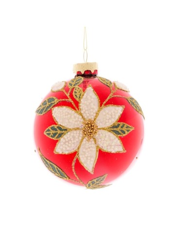SFERE E PENDAGLI: vendita online Sfera di Natale Rossa Fiore 12cm Vetro, Pallina Natalizia, Decorazioni Albero, La magia di N...