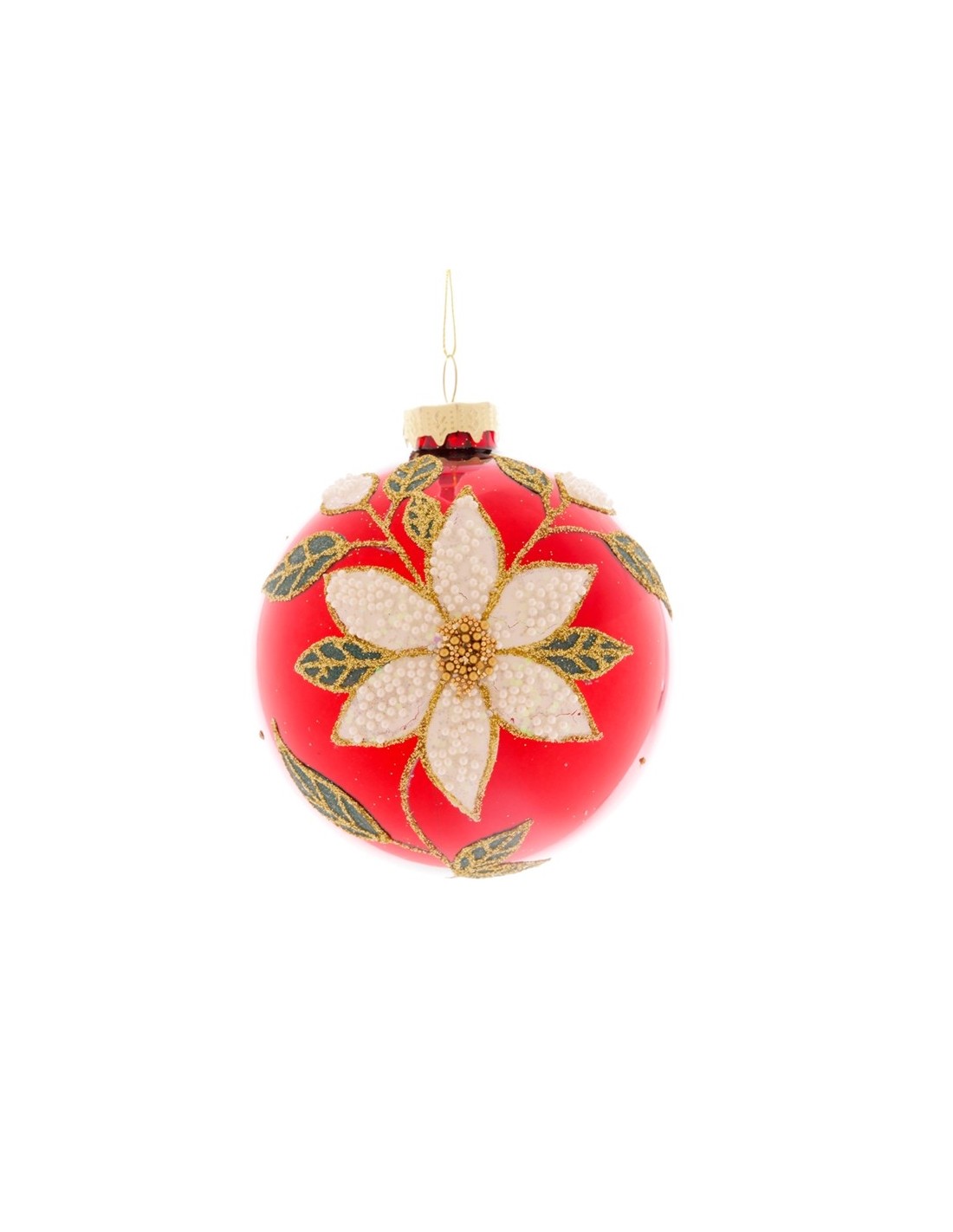 SFERE E PENDAGLI: vendita online Sfera di Natale Rossa Fiore 8cm Vetro, Pallina Natalizia, Decorazioni Albero, La magia di Na...