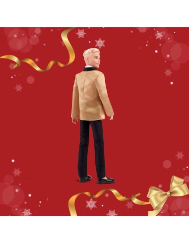 GIOCATTOLO PUBBLICIZZATO: vendita online BARBIE KEN MAGIA DELLE FESTE 2025, BAMBOLA DA COLLEZIONE, TUTA ELEGANTE, GIACCA DORA...