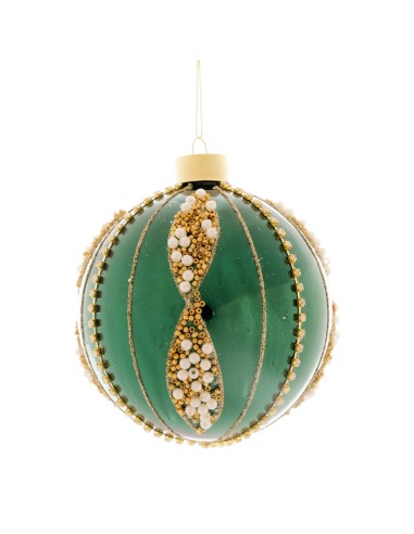 Sfera di Natale Verde Beads 10cm Vetro | Shop in Casa