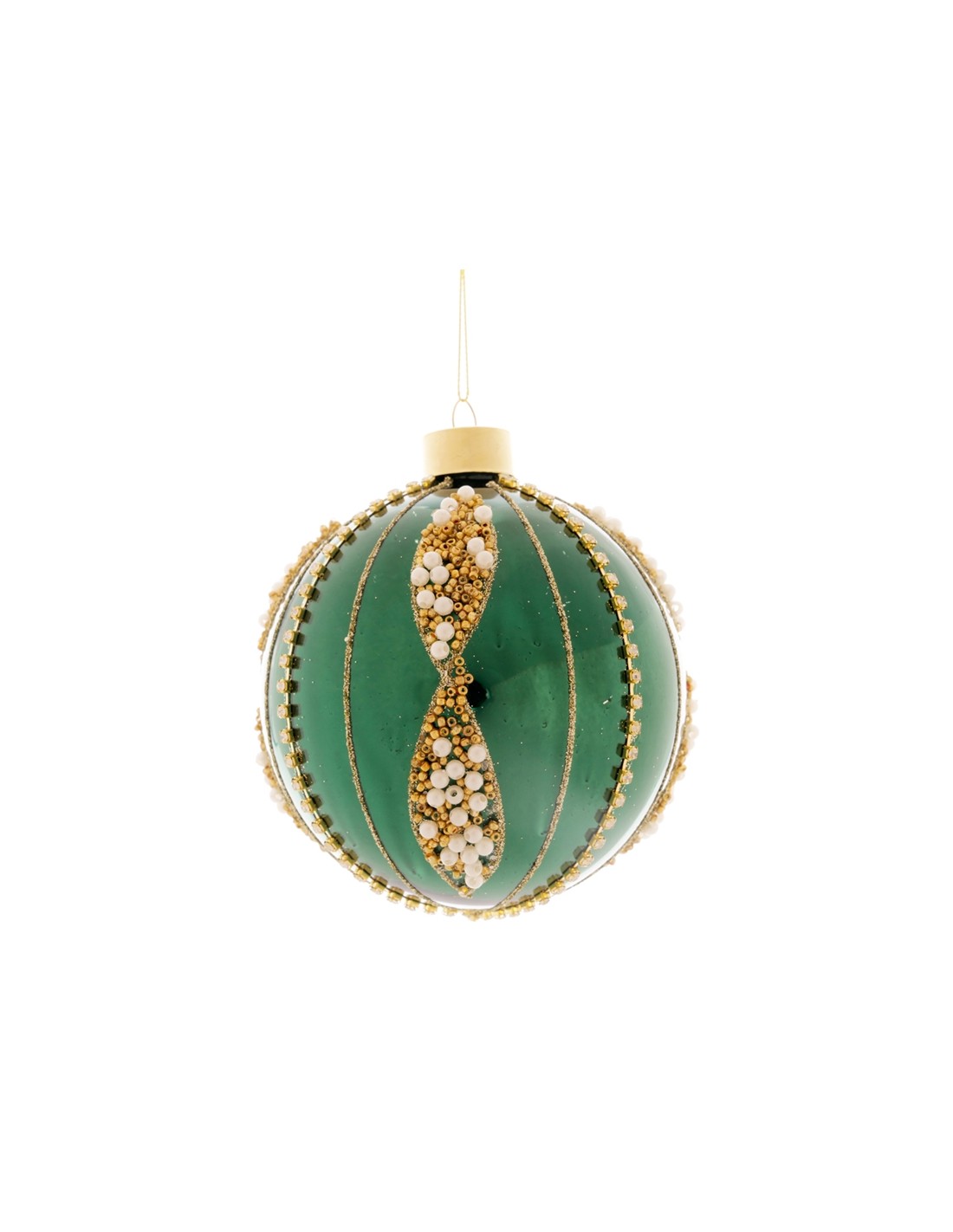 Sfera di Natale Verde Beads 8cm Vetro | Shop in Casa