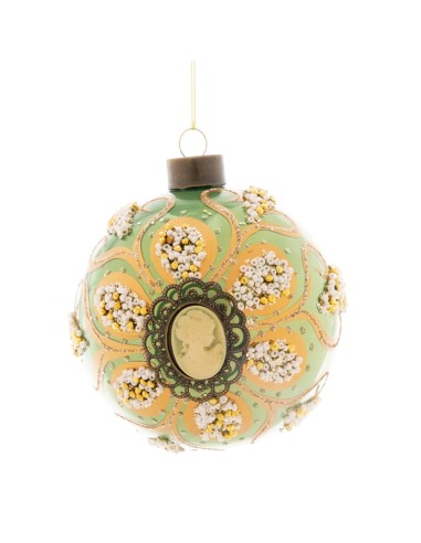 Sfera di Natale Verde Cameo 10cm Vetro | Shop in Casa