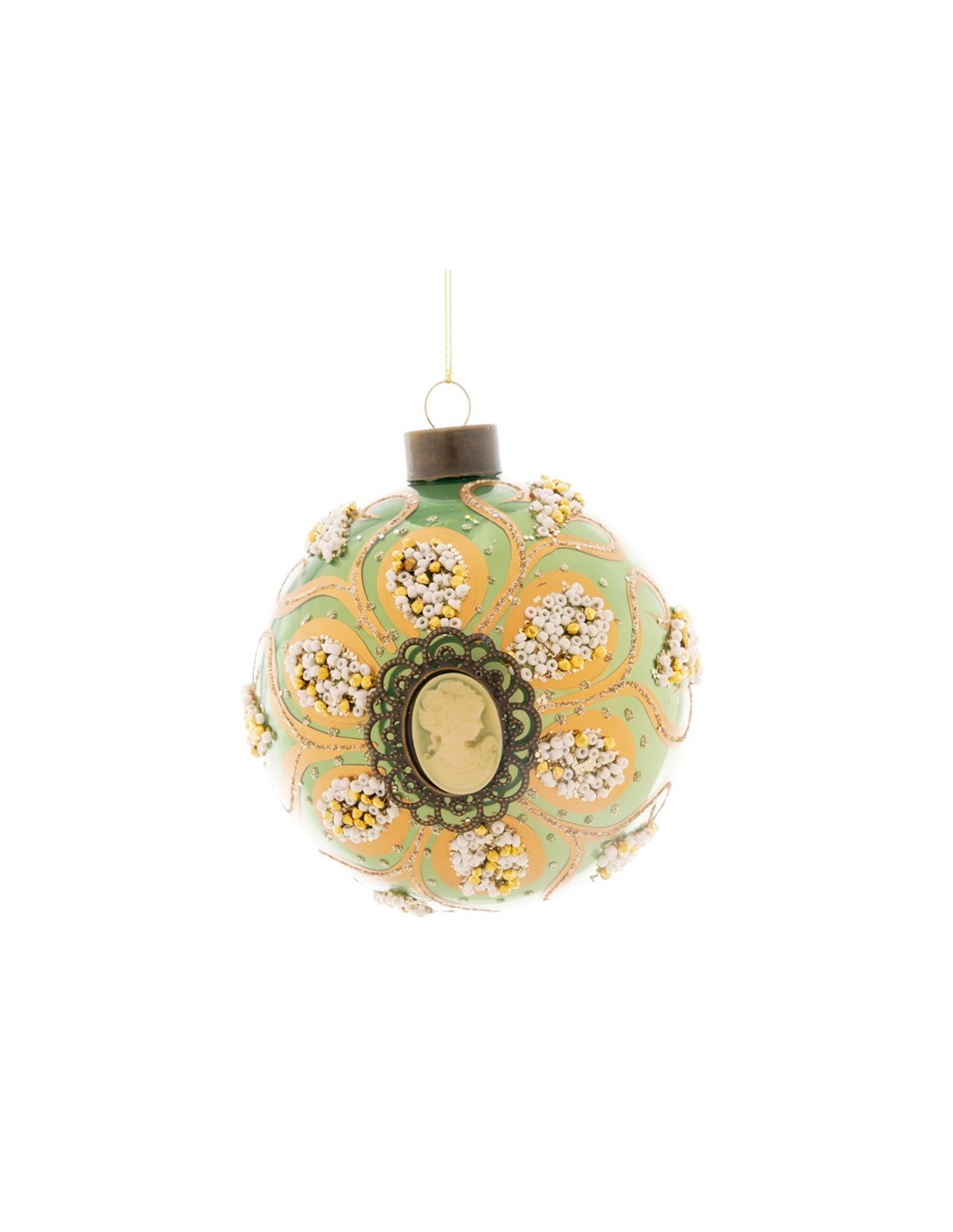 Sfera di Natale Verde Cameo 10cm Vetro | Shop in Casa