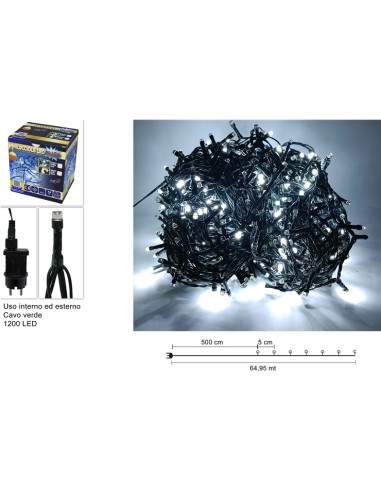MINILUCCIOLE 1200LED FLASH BIANCO FREDDO CAVO VERDE