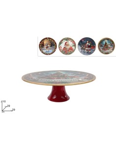 ALZATA PLASTICA D29CM DECORO NATALIZIO ASSORTITO