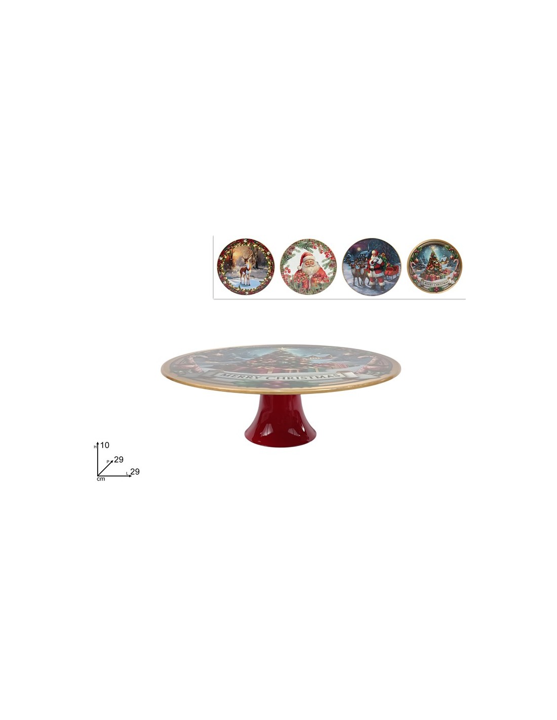 ALZATA PLASTICA D29CM DECORO NATALIZIO ASSORTITO
