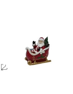 OGGETTISTICA NATALE: vendita online Babbo Natale su Slitta Natalizia 13cm, Statuina Decorativa, Addobbi Natalizi, La magia di...