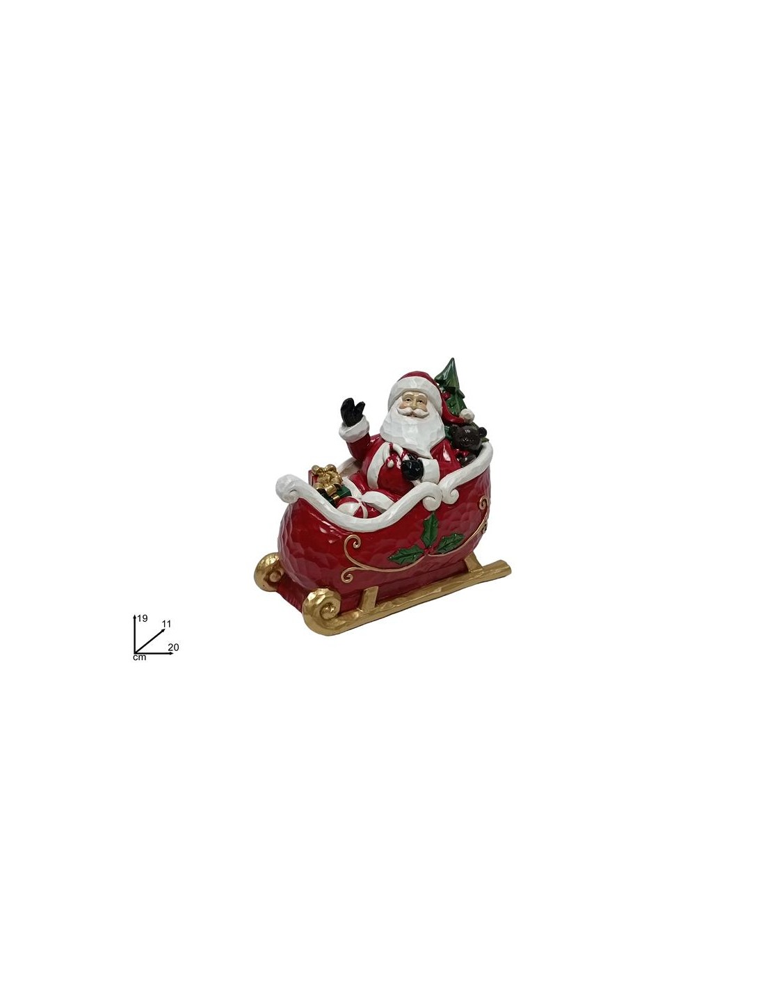 BABBO NATALE SU SLITTA NATALIZIA 19CM