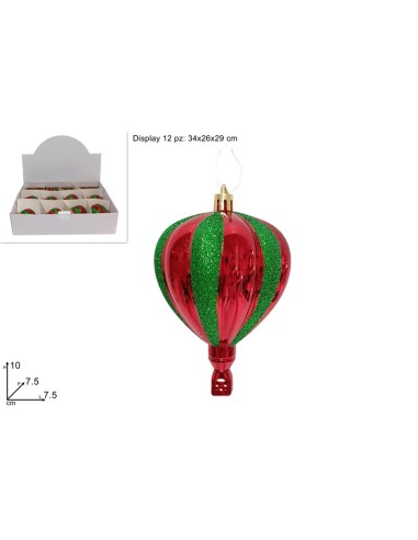 MONGOLFIERA 10CM ROSSO GLITTER VERDE