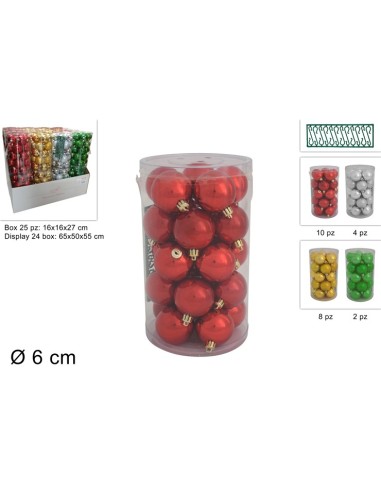SFERE E PENDAGLI: vendita online Confezione 25 Sfere di Natale 6cm Assortite, Palline Natalizie, Addobbi Albero, La magia di ...
