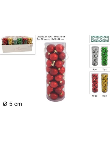 SFERE E PENDAGLI: vendita online Confezione 32 Sfere di Natale 5cm Assortite, Palline Natalizie, Addobbi Albero, La magia di ...