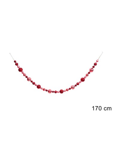 GHIRLANDA SFERE 170CM ROSSO PLASTICA