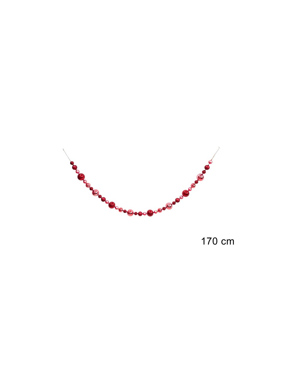 GHIRLANDA SFERE 170CM ROSSO PLASTICA
