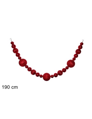 GHIRLANDA 23 SFERE 190CM ROSSO PLASTICA