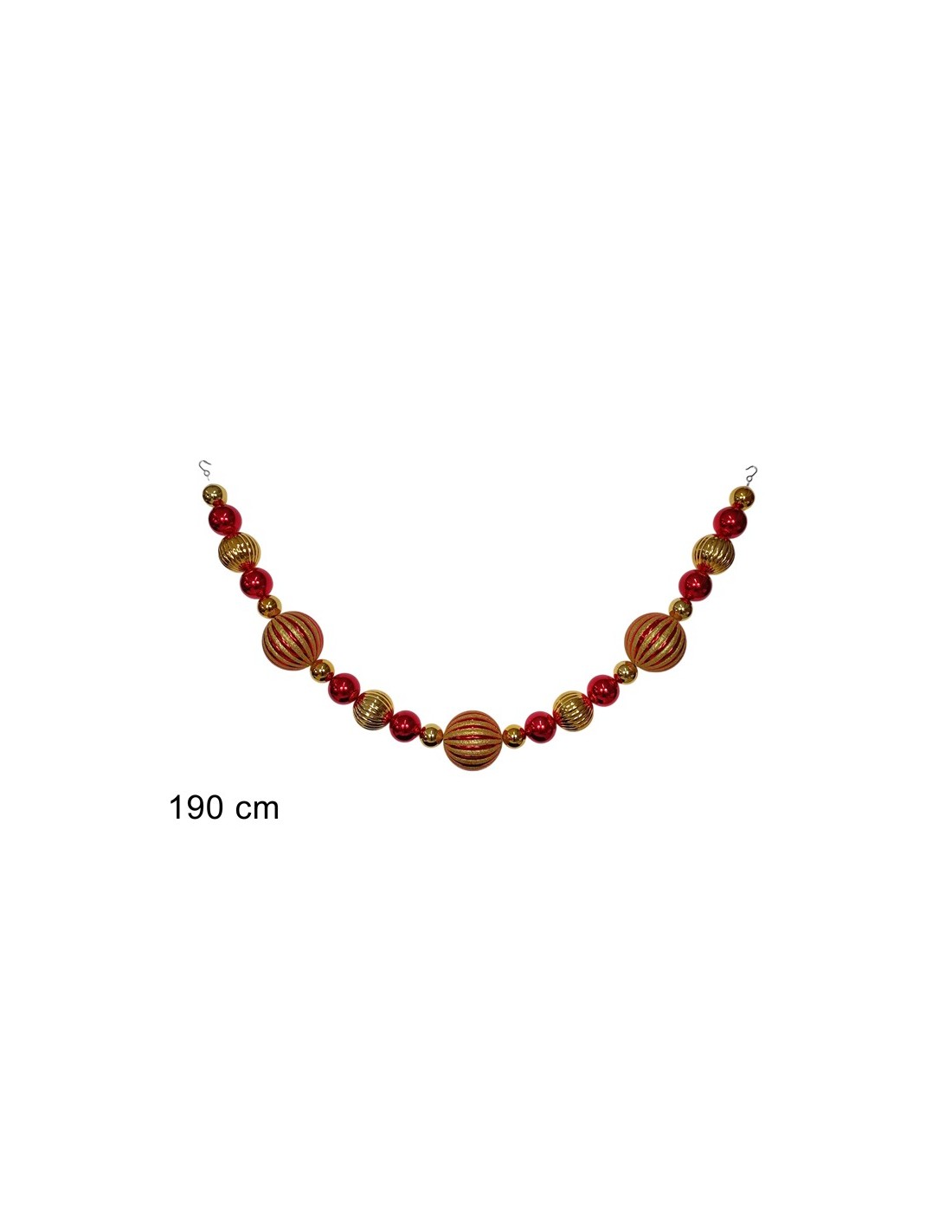 GHIRLANDA 23 SFERE 190CM ROSSO/ORO PLASTICA
