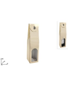 BUSTE E CARTE DA REGALO: vendita online Box Portabottiglia di Natale Oro Metallizzato, Confezione Regalo Vino, Accessori Nata...