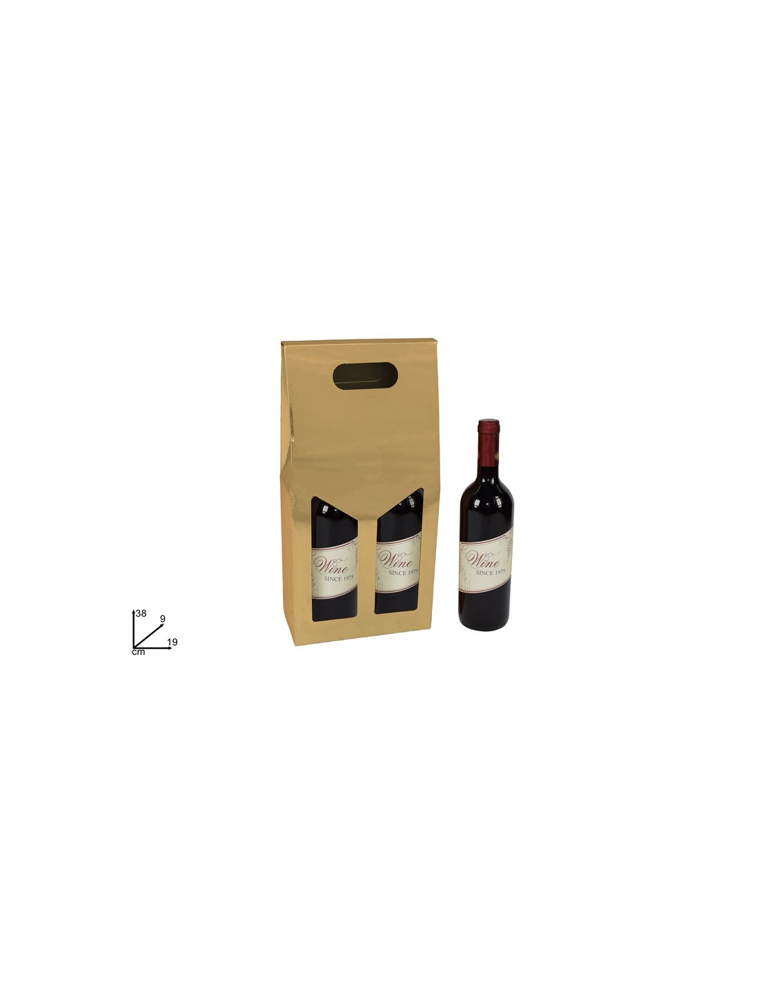 BOX PORTABOTTIGLIA 2 POSTI ORO METALLIZZATO