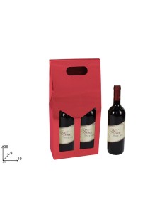 BUSTE E CARTE DA REGALO: vendita online Box Portabottiglia 2 Posti di Natale Rosso Metallizzato, Confezione Regalo Vino, La m...