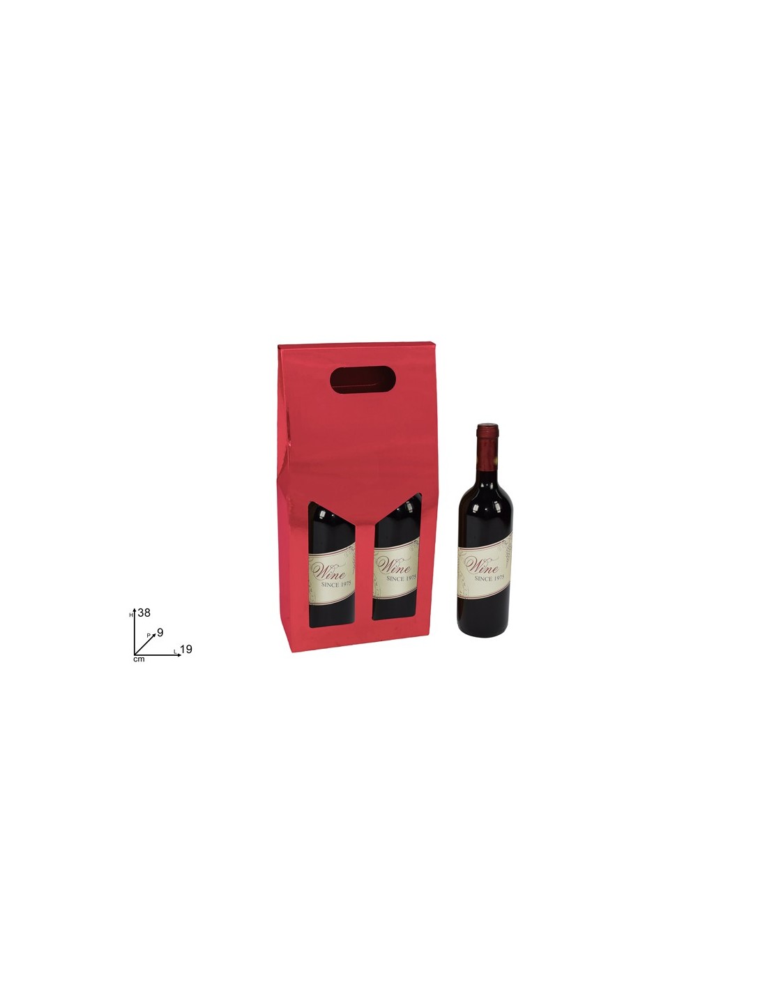 BUSTE E CARTE DA REGALO: vendita online Box Portabottiglia 2 Posti di Natale Rosso Metallizzato, Confezione Regalo Vino, La m...