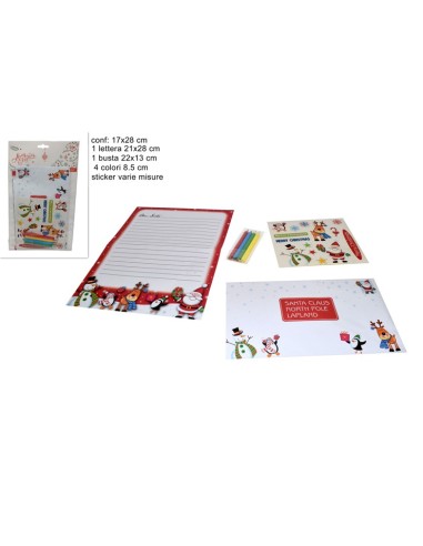 BUSTE E CARTE DA REGALO: vendita online Letterina di Natale per Babbo Natale con 4 Colori e Sticker, Set Scrittura Natalizio,...