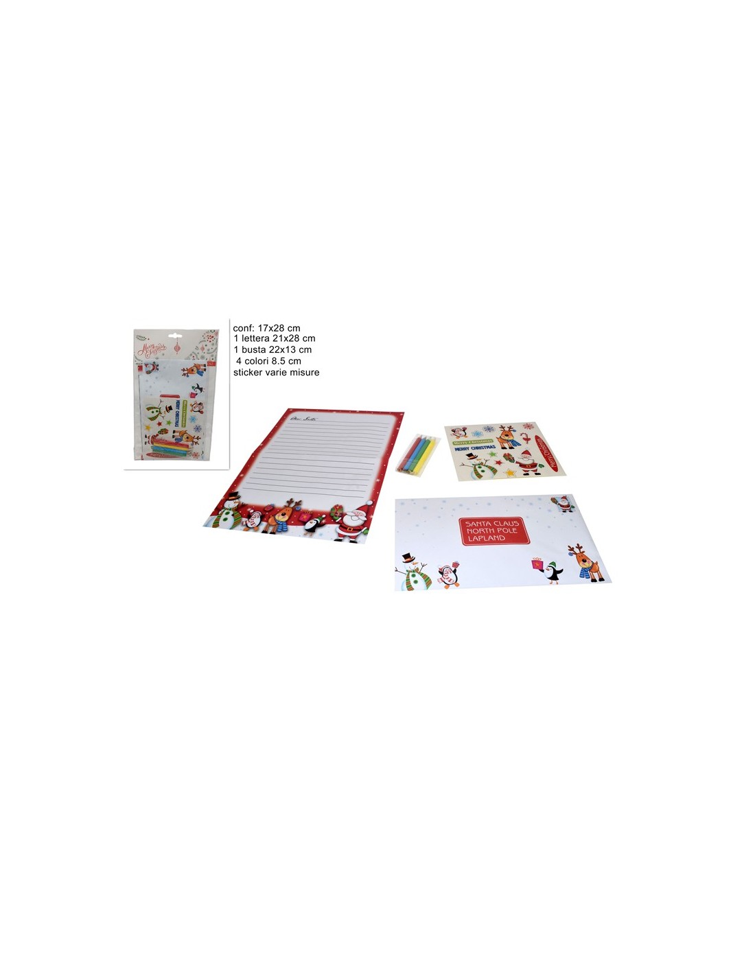 BUSTE E CARTE DA REGALO: vendita online Letterina di Natale per Babbo Natale con 4 Colori e Sticker, Set Scrittura Natalizio,...