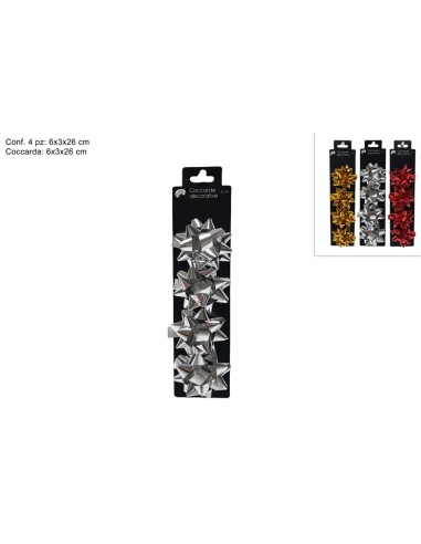 BUSTE E CARTE DA REGALO: vendita online Set 4 Coccarde Lucide di Natale 6cm Assortite, Fiocchi Regalo, La magia di Natale per...