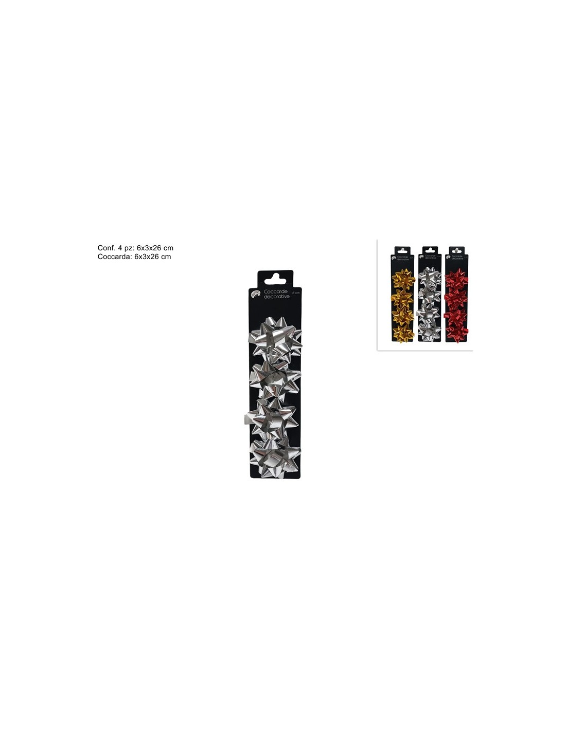 SET 4 COCCARDE LUCIDE 6CM ASSORTITO